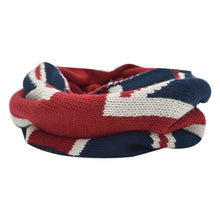 Load image into Gallery viewer, Unisex Soft Winter Knit UK British Flag Union Jack Infinity Loop Circle Scarf
