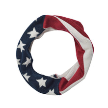 Load image into Gallery viewer, Unisex Soft Winter Stars &amp; Stripes US Flag Style Infinity Loop Circle Scarf
