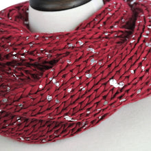 Load image into Gallery viewer, Premium Unique Winter Silver Flakes Rib Knit Soft Infinity Loop Circle Scarf
