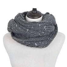 Load image into Gallery viewer, Premium Unique Winter Silver Flakes Rib Knit Soft Infinity Loop Circle Scarf
