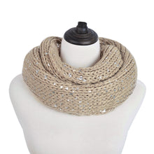 Load image into Gallery viewer, Premium Unique Winter Silver Flakes Rib Knit Soft Infinity Loop Circle Scarf
