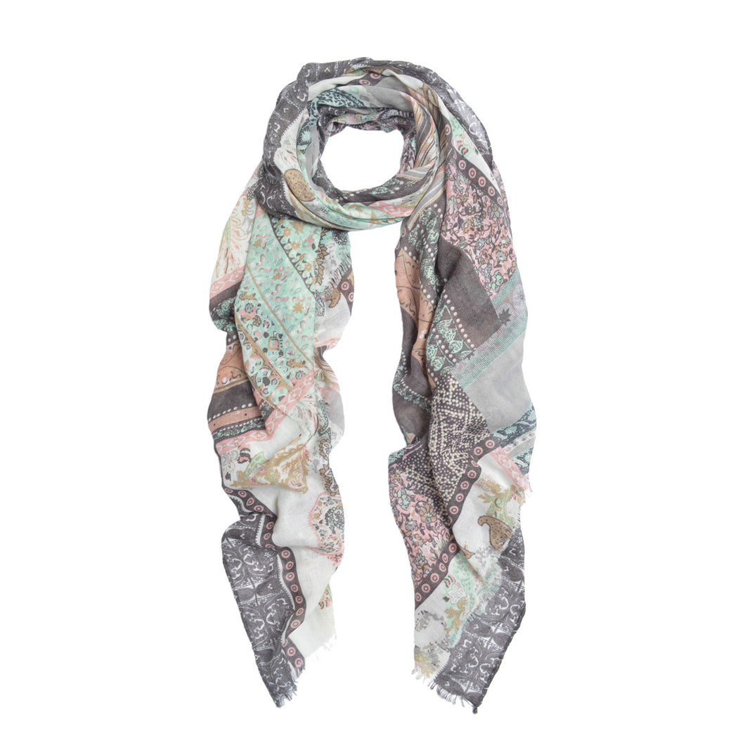 Premium Tribal Paisley Floral Print Frayed Edge Scarf Shawl Wrap - Diff Colors