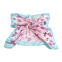 Load image into Gallery viewer, TrendsBlue Premium 100% Pure Silk Floral Print Small Square Scarf 21&quot;
