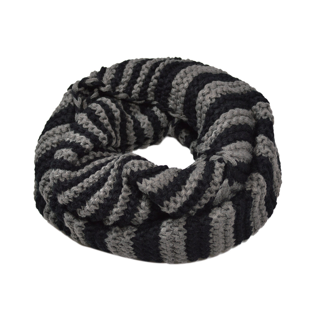 Premium Winter Classic Striped Knit Infinity Loop Circle Scarf - Diff Colors