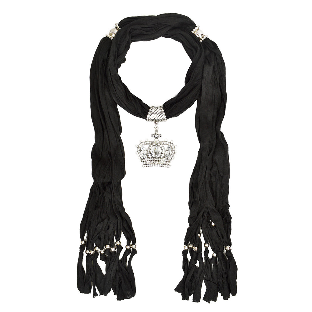 Elegant Princess Crown Charm Pendant Jewelry Necklace Scarf