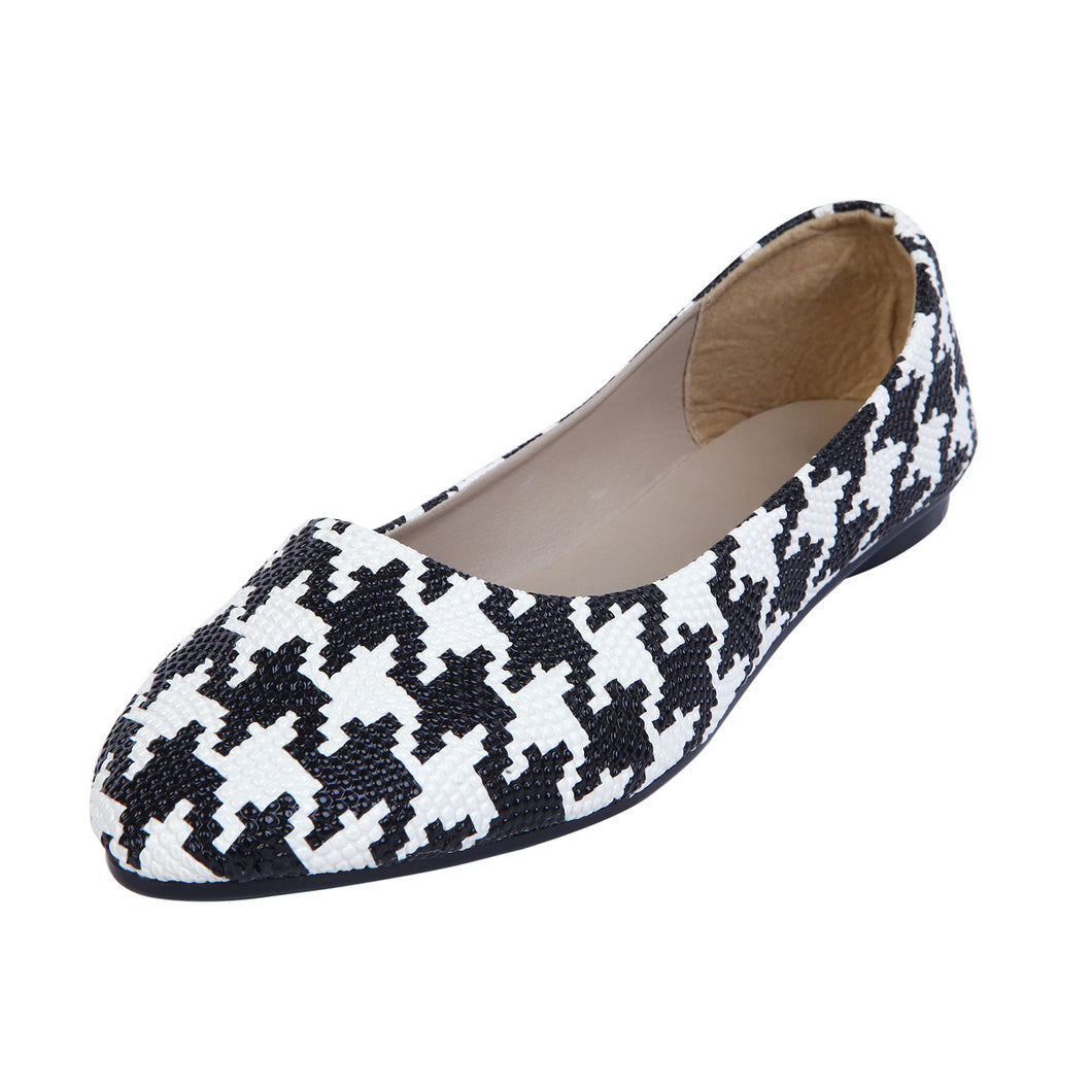 Sol Los Angeles Premium Women's Houndtooth Ballet Flat Shoes