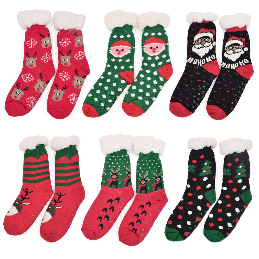 Extra Thick Christmas Themed Thermal Fleece-lined Knitted Plush Winter Socks