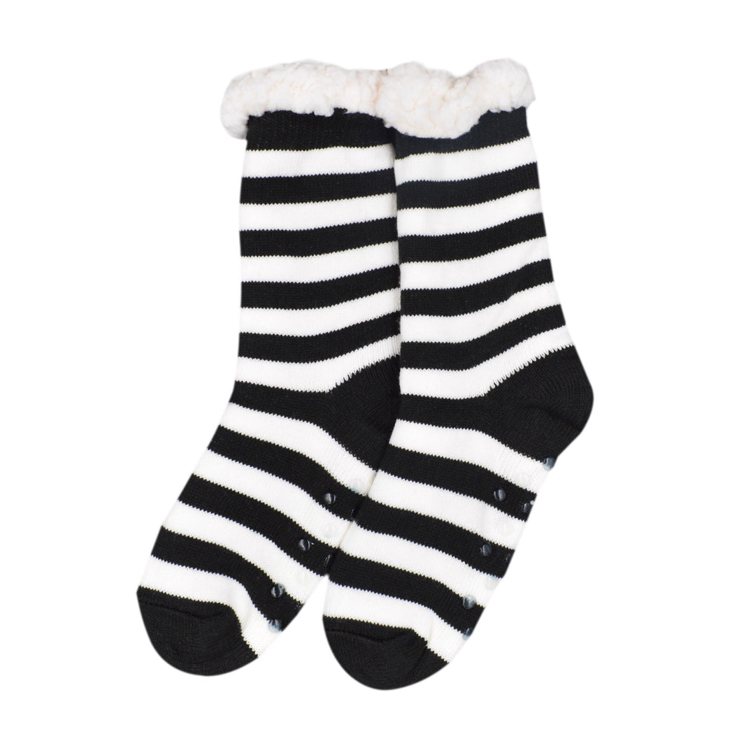 Extra Thick Striped Non-Skid Thermal Fleece-lined Knitted Plush Winter Socks