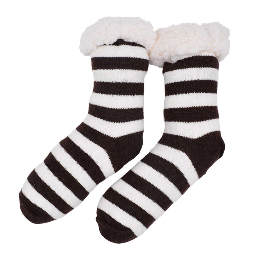 Extra Thick Striped Thermal Fleece-lined Knitted Plush Winter Socks