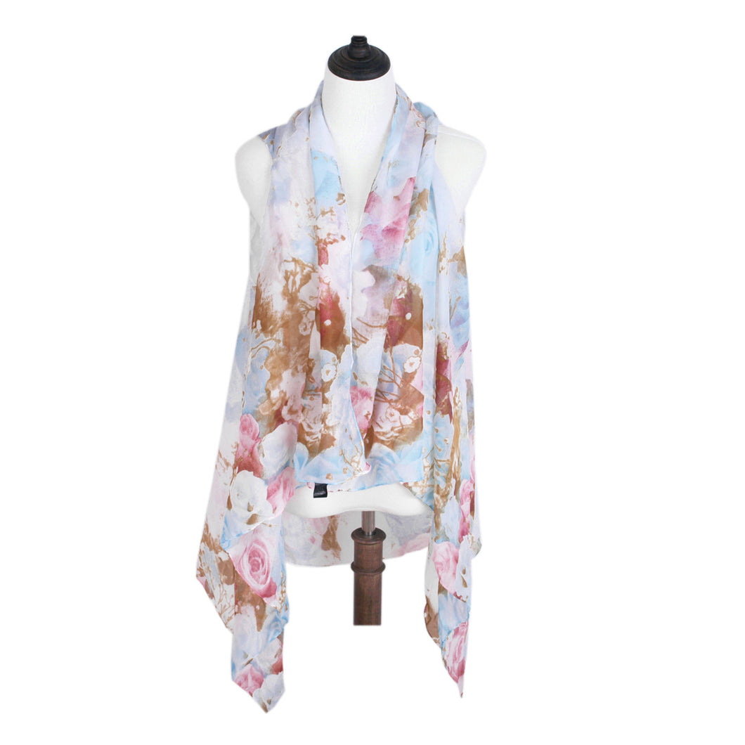 TrendsBlue Multi Use Floral Chiffon Kimono Scarf Wrap Vest Beach Cover Up