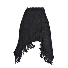 Load image into Gallery viewer, Premium Solid Color Soft Bobble Knit Tassel Crochet Poncho Cape Shawl Wrap
