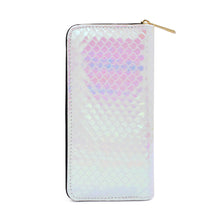 Load image into Gallery viewer, Premium Holographic Fish Scale Vegan Leather Continental Zip Around Wallet
