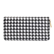 Load image into Gallery viewer, Premium Smooth Vegan Leather Houndstooth Check Continental Zip Around Wallet
