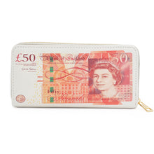 Load image into Gallery viewer, British Pound 50 GBP Currency Money Bill Print PU Leather Zip Around Wallet
