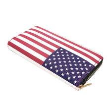 Load image into Gallery viewer, Premium USA US American Flag Print PU Leather Zip Around Wallet
