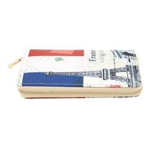 Load image into Gallery viewer, Premium Vintage France Flag Eiffel Tower City Print PU Leather Zip Around Wallet
