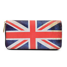 Load image into Gallery viewer, Premium Vintage British Union Jack UK Flag Print PU Leather Zip Around Wallet

