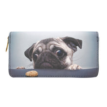 Load image into Gallery viewer, Premium Pug &amp; Treat Cute Puppy Dog Animal Print PU Leather Zip Around Wallet
