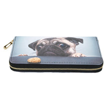 Load image into Gallery viewer, Premium Pug &amp; Treat Cute Puppy Dog Animal Print PU Leather Zip Around Wallet
