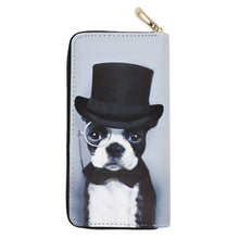 Load image into Gallery viewer, Boston Terrier Gentleman Puppy Dog Animal Print PU Leather Zip Around Wallet
