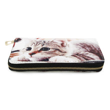 Load image into Gallery viewer, Premium Cute Brown Kitty Cat Animal Print PU Leather Zip Around Wallet
