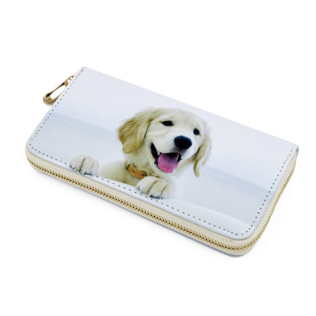 Premium Labrador Retriever Puppy Dog Animal Print PU Leather Zip Around Wallet