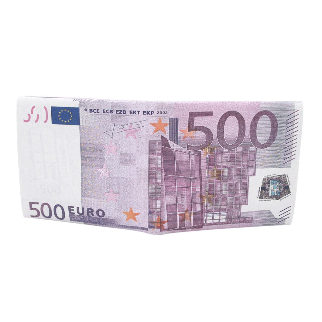 TrendsBlue Premium 500 Euro Bill Currency Money Print PU Leather Bifold Wallet