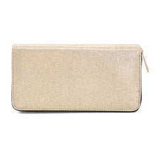 Load image into Gallery viewer, Premium Glitter Bling Smooth Vegan Leather Continental Zip Around Wallet
