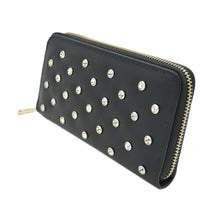 Load image into Gallery viewer, Women&#39;s Crystal Rhinestone Studded PU Leather Zip Around Wallet

