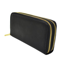 Load image into Gallery viewer, Premium Solid PU Leather Double Zip Around Organizer Wallet Wristlet
