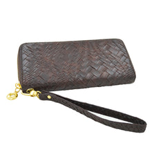 Load image into Gallery viewer, Premium Interlace Pleated PU Leather Zip Around Wallet Wristlet
