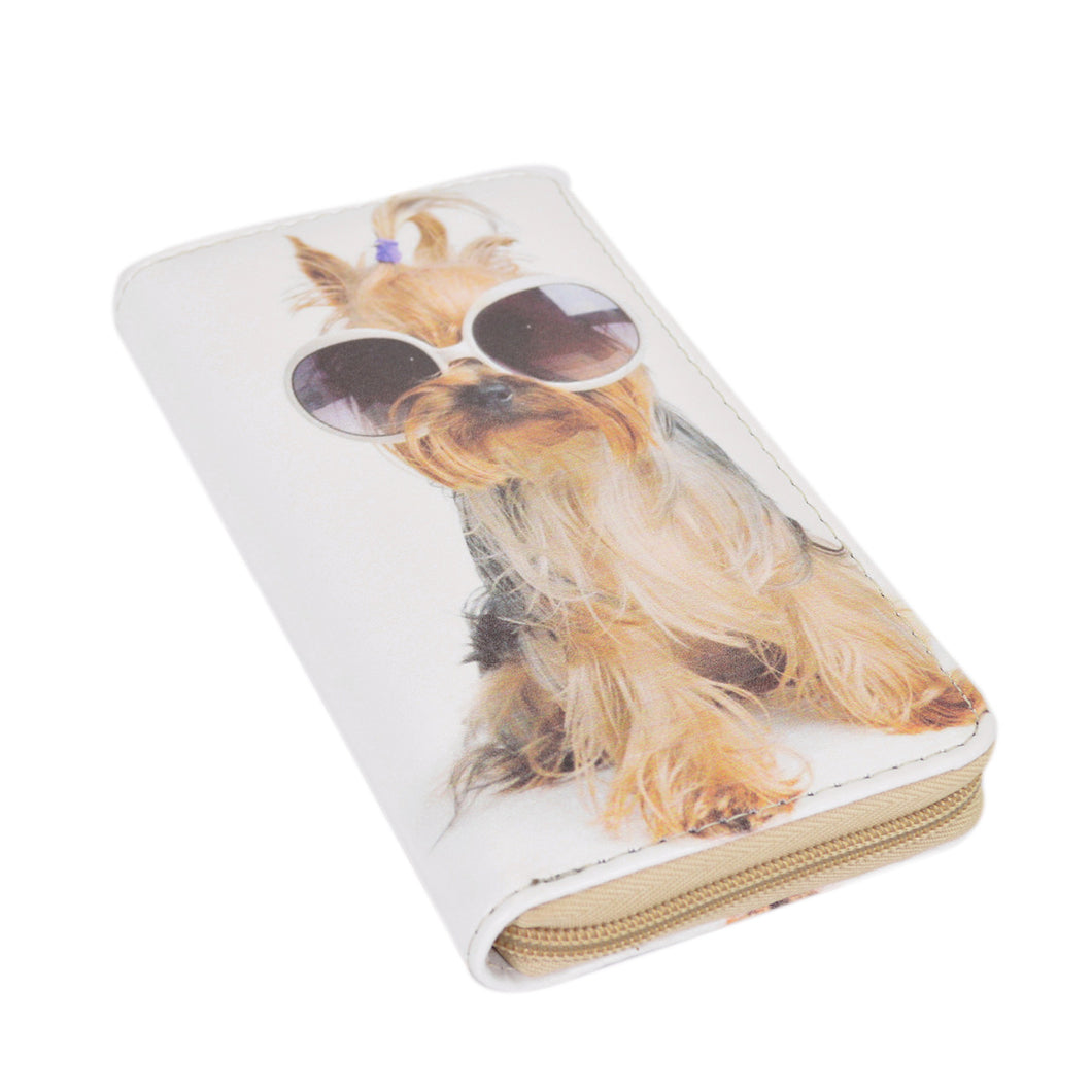 Yorkshire Terrier Puppy Dog Animal Print PU Leather Zip Around Wallet