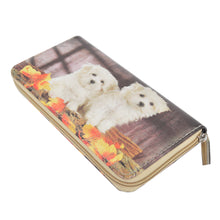 Load image into Gallery viewer, 2 Maltese Puppy Dog Animal Print PU Leather Zip Around Wallet
