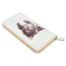 Load image into Gallery viewer, Cute Kitty Cat with Glasses Animal Print PU Leather Zip Around Wallet
