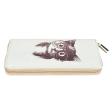 Load image into Gallery viewer, Cute Kitty Cat with Glasses Animal Print PU Leather Zip Around Wallet
