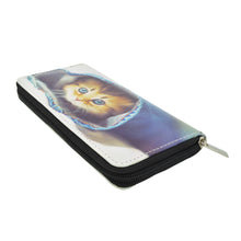 Load image into Gallery viewer, Kitty Cat in Jeans Animal Print PU Leather Zip Around Wallet

