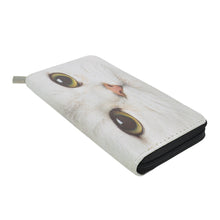 Load image into Gallery viewer, White Kitty Cat Face Animal Print PU Leather Zip Around Wallet
