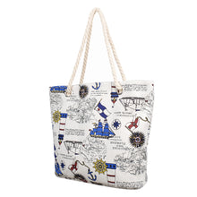 Load image into Gallery viewer, Premium Bon Voyage Ship Anchor Rudder Cotton Canvas Tote Shoulder Bag Handbag
