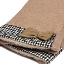 Load image into Gallery viewer, Elegant Women&#39;s Winter Thermal Gloves with Bow &amp; Houndstooth Trim
