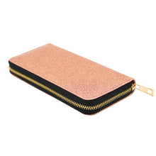 Load image into Gallery viewer, Premium Glitter Bling Smooth Vegan Leather Continental Zip Around Wallet
